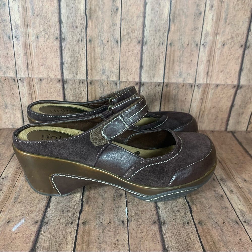 Rialto Comfort Clogs Brown leather & suede